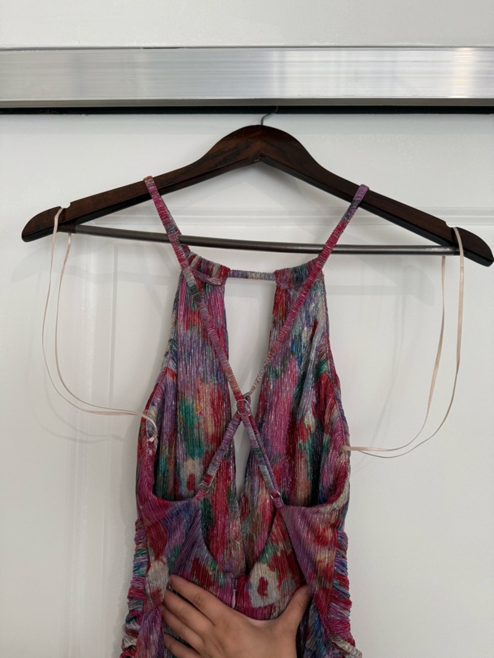 PatBO Pink Multicolor Pleated Maxi Dress with Twisted Waist - Picture 3 of 5
